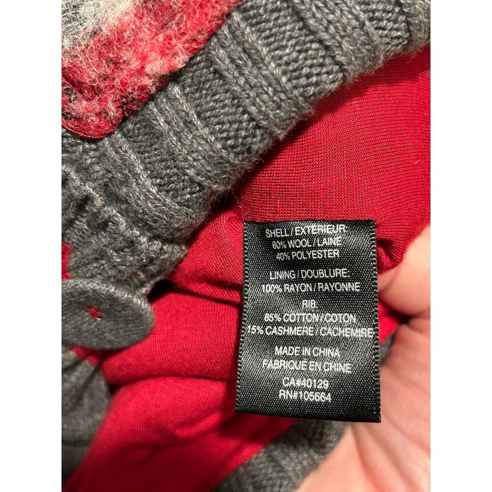 L.A.M.B Boiled Wool Cashmere Plaid Cardigan, Red/Gray, Medium - Picture 6 of 7